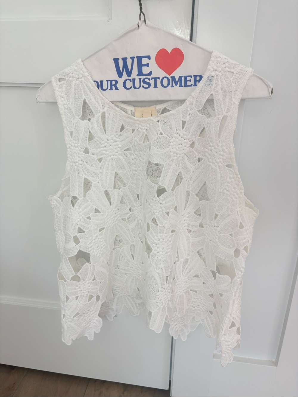 Caution To The Wind White Crochet Floral Sleeveless Camisole
